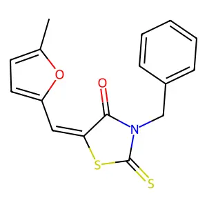 3-Benzyl-5-[(5-methyl-2-furyl)methylene]-2-thioxo-1,3-thiazolidin-4-one structure
