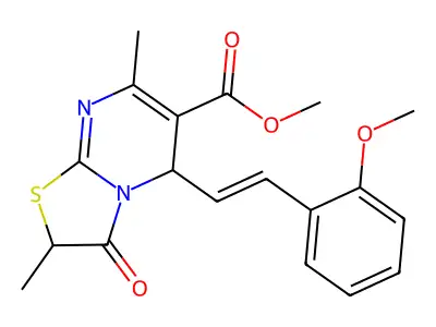 methyl 5-[(E)-2-(2-methoxyphenyl)ethenyl]-2,7-dimethyl-3-oxo-2,3-dihydro-5H-[1,3]thiazolo[3,2-a]pyrimidine-6-carboxylate structure