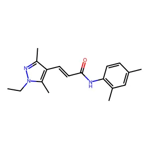 N-(2,4-dimethylphenyl)-3-(1-ethyl-3,5-dimethyl-1H-pyrazol-4-yl)acrylamide structure