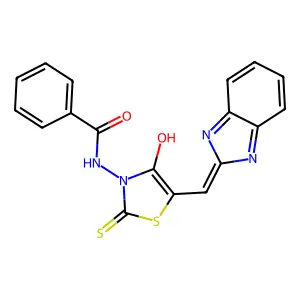 N-[(5Z)-5-(1H-benzimidazol-2-ylmethylidene)-4-oxo-2-sulfanylidene-1,3-thiazolidin-3-yl]benzamide structure