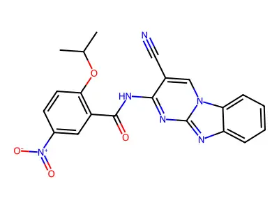N-(3-Cyanopyrimido(1,2-A)benzimidazol-2-YL)-2-isopropoxy-5-nitrobenzamide structure
