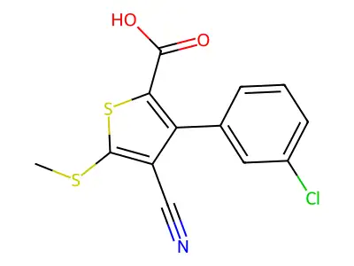 3-(3-Chlorophenyl)-4-Cyano-5-(Methylthio)Thiophene-2-Carboxylic Acid structure