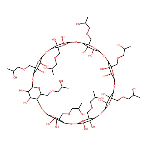 6A,6B,6C,6D,6E,6F,6G,6H-Octakis(2-hydroxypropyl)-gamma-cyclodextrin structure