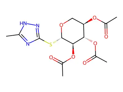 beta-D-Xylopyranoside, 5-methyl-1H-1,2,4-triazol-3-yl 1-thio-, 2,3,4-triacetate structure