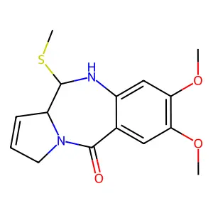5H-Pyrrolo(2,1-c)(1,4)benzodiazepin-5-one, 3,10,11,11a-tetrahydro-7,8-dimethoxy-11-methylthio)- structure