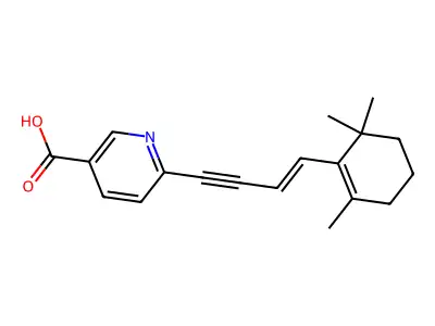 6-[4-(2,6,6-Trimethylcyclohexen-1-yl)but-3-en-1-ynyl]pyridine-3-carboxylic acid structure