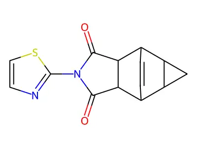 2-(1,3-thiazol-2-yl)hexahydro-4,6-ethenocyclopropa[f]isoindole-1,3(2H,3aH)-dione structure