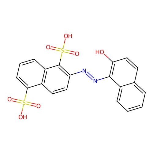2-[(2-Hydroxynaphthalen-1-yl)diazenyl]naphthalene-1,5-disulfonic acid structure