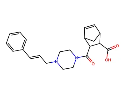 3-[(4-Cinnamyl-1-piperazinyl)carbonyl]bicyclo[2.2.1]hept-5-ene-2-carboxylic acid structure