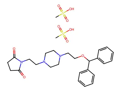 N-(2-(4-Benzhydryloxyethyl-1-piperazinyl)ethyl)-2,5-pyrrolidinedione dimethanesulfonate structure