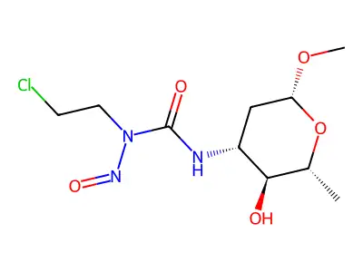 beta-D-arabino-Hexopyranoside, methyl 3-((((2-chloroethyl)nitrosoamino)carbonyl)amino)-2,3,6-trideoxy- structure