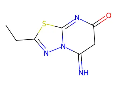 7H-1,3,4-Thiadiazolo(3,2-a)pyrimidin-7-one, 5,6-dihydro-2-ethyl-5-imino- structure