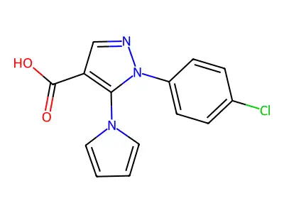 1H-Pyrazole-4-carboxylic acid, 1-(4-chlorophenyl)-5-(1H-pyrrol-1-yl)- structure