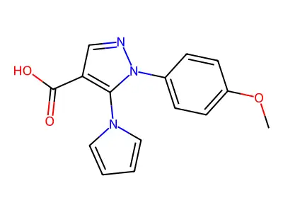 1H-Pyrazole-4-carboxylic acid, 1-(4-methoxyphenyl)-5-(1H-pyrrol-1-yl)- structure