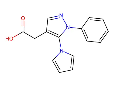 1H-Pyrazole-4-acetic acid, 1-phenyl-5-(1H-pyrrol-1-yl)- structure