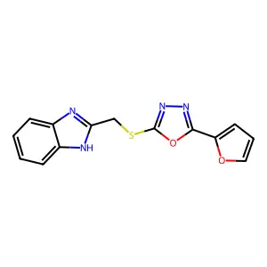 2-({[5-(2-furyl)-1,3,4-oxadiazol-2-yl]thio}methyl)-1H-benzimidazole structure