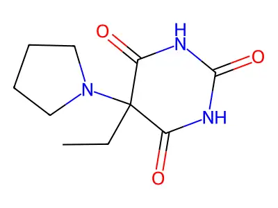 Barbituric acid, 5-ethyl-5-(1-pyrrolidinyl)- structure