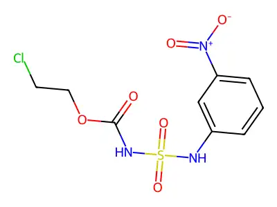 Carbamic acid, (((3-nitrophenyl)amino)sulfonyl)-, 2-chloroethyl ester structure