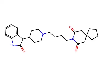 8-Azaspiro(4.5)decane-7,9-dione, 8-(4-(4-(2,3-dihydro-2-oxo-1H-indol-3-yl)-1-piperidinyl)butyl)- structure