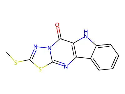 1,3,4-Thiadiazolo(3',2':1,2)pyrimido(5,4-b)indol-5(6H)-one, 2-(methylthio)- structure