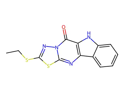 1,3,4-Thiadiazolo(3',2':1,2)pyrimido(5,4-b)indol-5(6H)-one, 2-(ethylthio)- structure