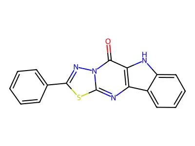 1,3,4-Thiadiazolo(3',2':1,2)pyrimido(5,4-b)indol-5(6H)-one, 2-phenyl- structure
