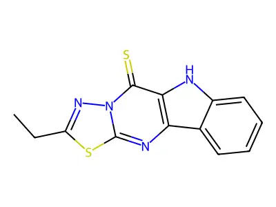 1,3,4-Thiadiazolo(3',2':1,2)pyrimido(5,4-b)indole-5(6H)-thione, 2-ethyl- structure
