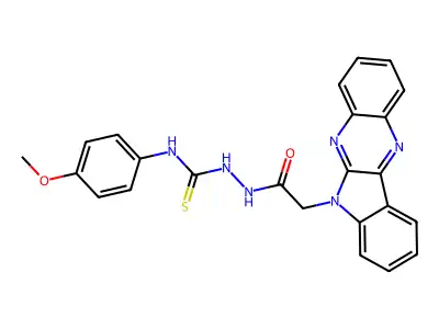 6H-Indolo(2,3-b)quinoxaline-6-acetic acid, 2-(((4-methoxyphenyl)amino)thiocarbonyl)hydrazide structure