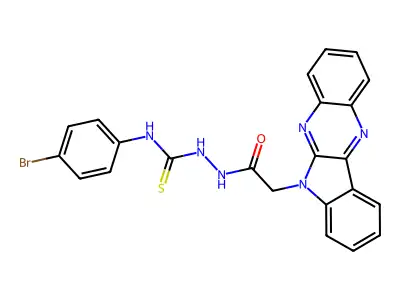 6H-Indolo(2,3-b)quinoxaline-6-acetic acid, 2-(((4-bromophenyl)amino)thiocarbonyl)hydrazide structure