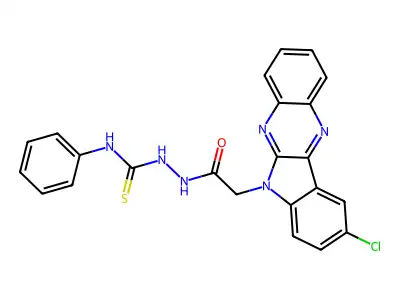 6H-Indolo(2,3-b)quinoxaline-6-acetic acid, 9-chloro-, 2-((phenylamino)thiocarbonyl)hydrazide structure