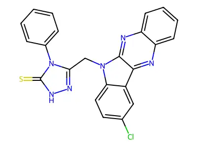 3H-1,2,4-Triazole-3-thione, 2,4-dihydro-5-((9-chloro-6H-indolo(2,3-b)quinoxalin-6-yl)methyl)-4-phenyl- structure