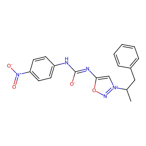 Sydnone imine, 3-(1-methyl-2-phenylethyl)-N-(((4-nitrophenyl)amino)carbonyl)- structure