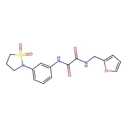 N1-(3-(1,1-dioxidoisothiazolidin-2-yl)phenyl)-N2-(furan-2-ylmethyl)oxalamide structure
