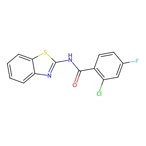 N-(1,3-benzothiazol-2-yl)-2-chloro-4-fluorobenzamide structure