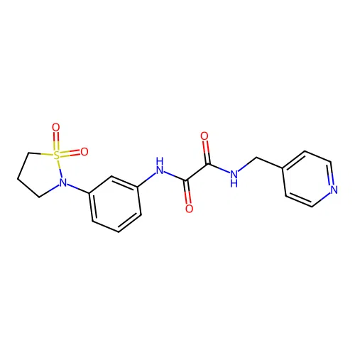 N'-[3-(1,1-dioxo-1,2-thiazolidin-2-yl)phenyl]-N-(pyridin-4-ylmethyl)oxamide structure