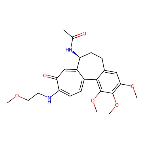 (S)-N-(1,2,3-trimethoxy-10-((2-methoxyethyl)amino)-9-oxo-5,6,7,9-tetrahydrobenzo[a]heptalen-7-yl)acetamide structure