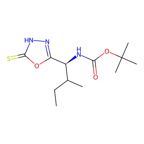 tert-butyl ((1S,2R)-1-(5-mercapto-1,3,4-oxadiazol-2-yl)-2-methylbutyl)carbamate structure