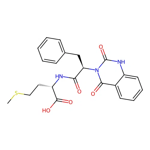 (S)-2-((R)-2-(2,4-dioxo-1,2-dihydroquinazolin-3(4H)-yl)-3-phenylpropanamido)-4-(methylthio)butanoic acid structure