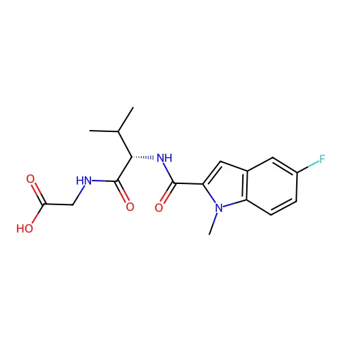 N-[(5-fluoro-1-methyl-1H-indol-2-yl)carbonyl]-L-valylglycine structure