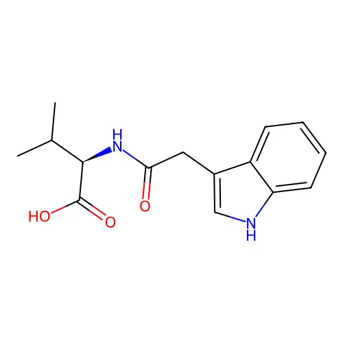 (2R)-2-[[2-(1H-indol-3-yl)acetyl]amino]-3-methylbutanoic acid structure