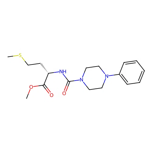 (S)-methyl 4-(methylthio)-2-(4-phenylpiperazine-1-carboxamido)butanoate structure