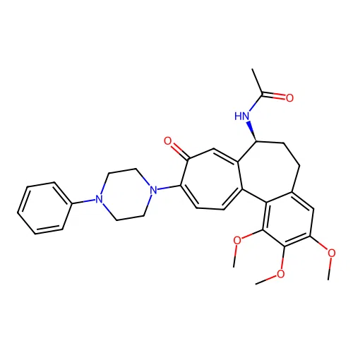 (S)-N-(1,2,3-trimethoxy-9-oxo-10-(4-phenylpiperazin-1-yl)-5,6,7,9-tetrahydrobenzo[a]heptalen-7-yl)acetamide structure