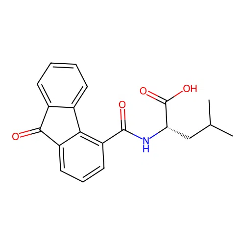 N-[(9-oxo-9H-fluoren-4-yl)carbonyl]-L-leucine structure