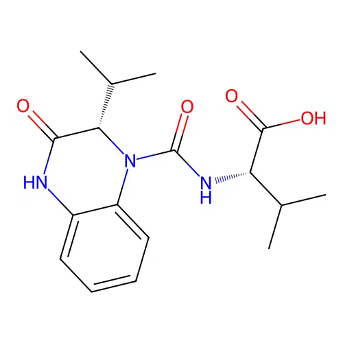 (2S)-3-methyl-2-[[(2S)-3-oxo-2-propan-2-yl-2,4-dihydroquinoxaline-1-carbonyl]amino]butanoic Acid structure