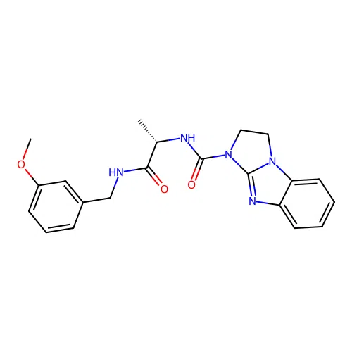 (S)-N-(1-((3-methoxybenzyl)amino)-1-oxopropan-2-yl)-2,3-dihydro-1H-benzo[d]imidazo[1,2-a]imidazole-1-carboxamide structure