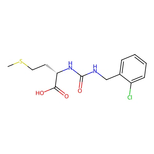 N-[(2-chlorobenzyl)carbamoyl]-L-methionine structure