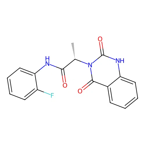 (2S)-N-(2-fluorophenyl)-2-(2-hydroxy-4-oxoquinazolin-3(4H)-yl)propanamide structure