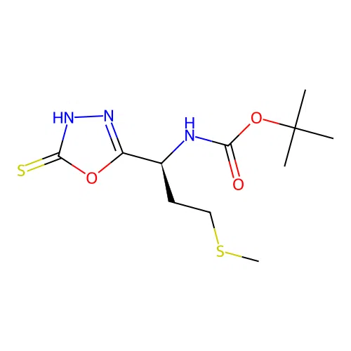 (S)-tert-butyl (1-(5-mercapto-1,3,4-oxadiazol-2-yl)-3-(methylthio)propyl)carbamate structure