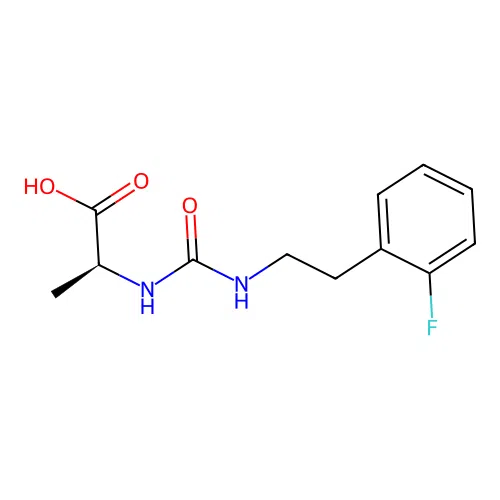 N-{[2-(2-fluorophenyl)ethyl]carbamoyl}-L-alanine structure