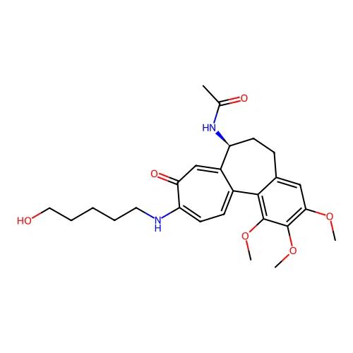 (S)-N-(10-((5-hydroxypentyl)amino)-1,2,3-trimethoxy-9-oxo-5,6,7,9-tetrahydrobenzo[a]heptalen-7-yl)acetamide structure